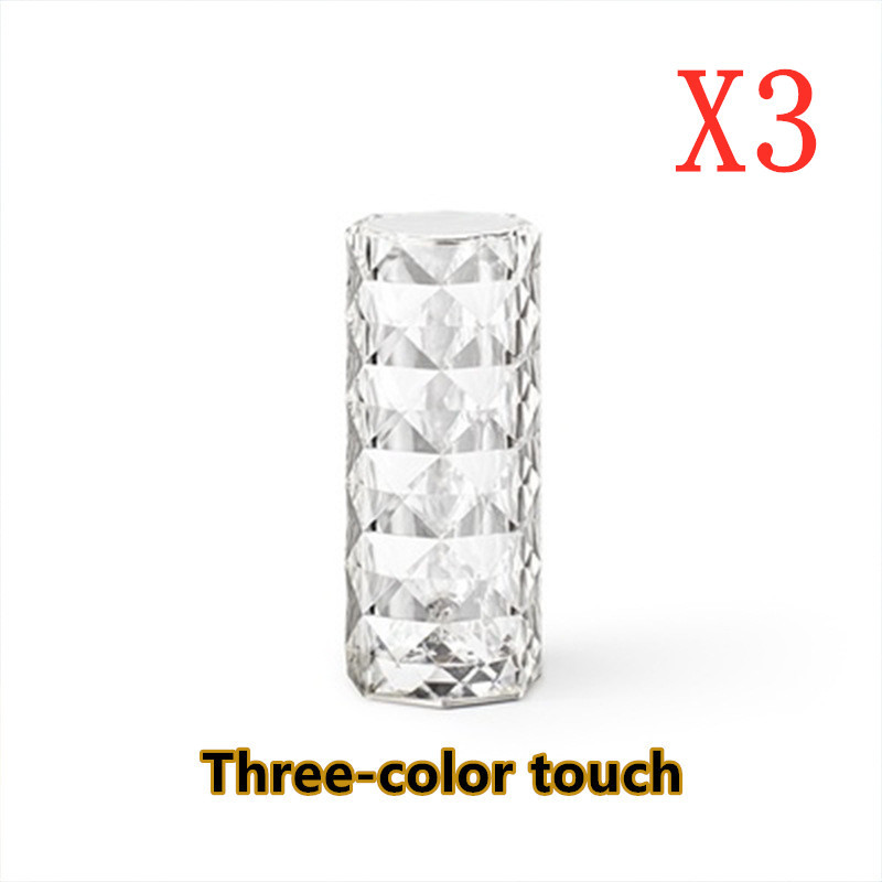 Nordic Crystal Lamp USB Table Lamps Bedroom Touch Dimming Atmosphere Diamond Night Light Rose Projector Lamp Decor - Image 3